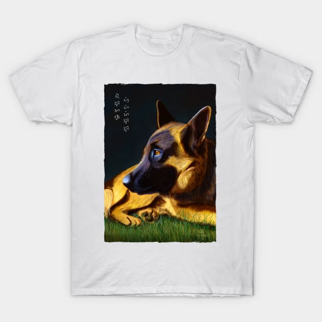 German Shepherd - White T-Shirt by Thor Reyes